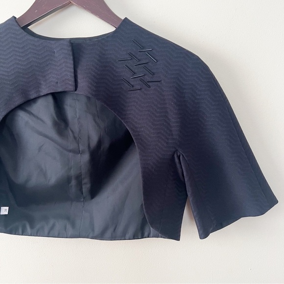 Marlowe Made in Italy Fine Luxury Navy Blue Beaded Short Sleeve Shrug Sz 38 (4) - Picture 3 of 9